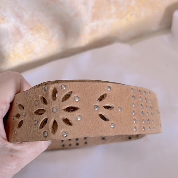Calvin Klein Vintage Studded 90s Belt Rodeo Leather Cowgirl Tan Boho Medium main image 13